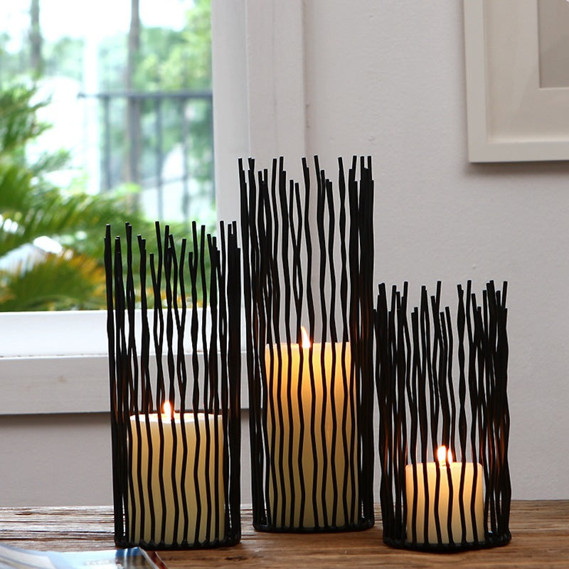 Black Iron Geometric Candle Holder - The Lucky Flame