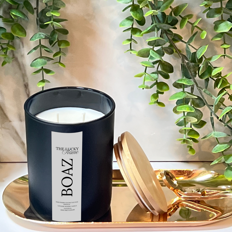 Boaz Candle – Lavender, Woodsy & Vanilla | Luxurious Masculine Coconut Soy Wax Candle 9 oz
