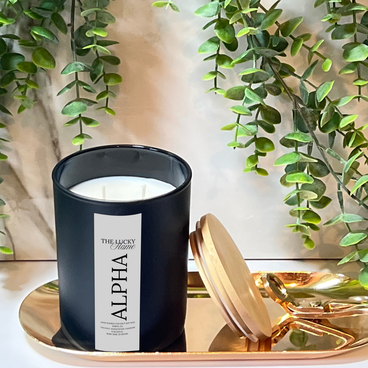 Alpha Candle – Coconut, Sandalwood & Oakmoss | Bold & Sophisticated Coconut Soy Wax Candle 9 oz