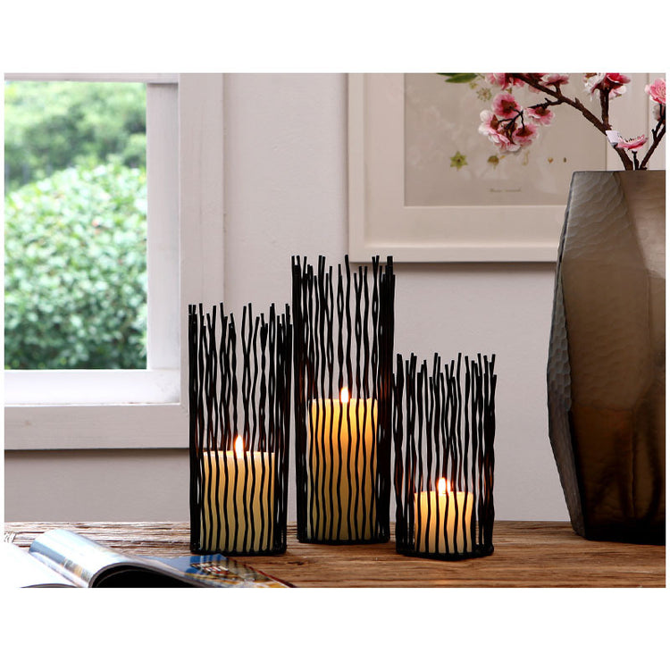 Black Iron Geometric Candle Holder - The Lucky Flame