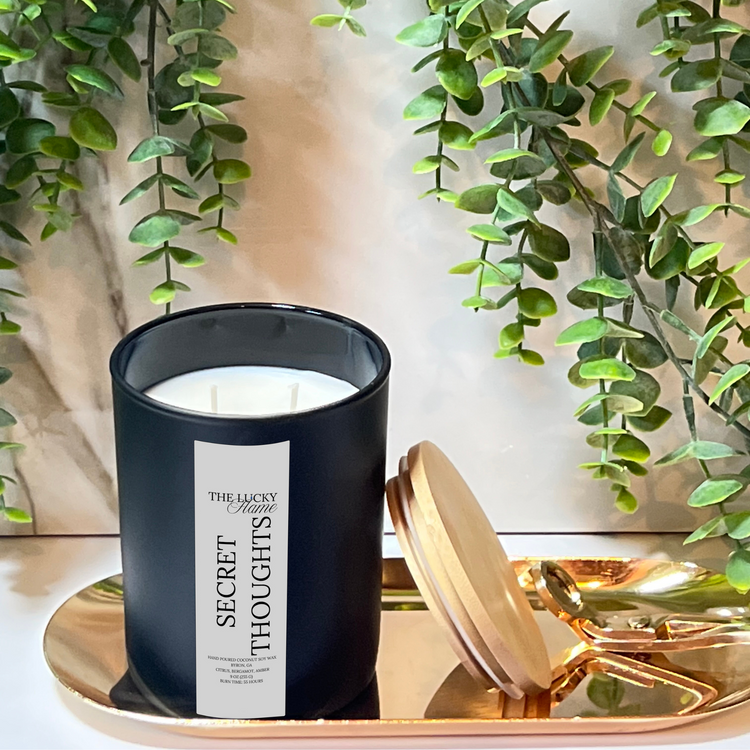 Secret Thoughts Candle – Citrus, Bergamot & Amber | Soft & Sophisticated Coconut Soy Wax 9 oz