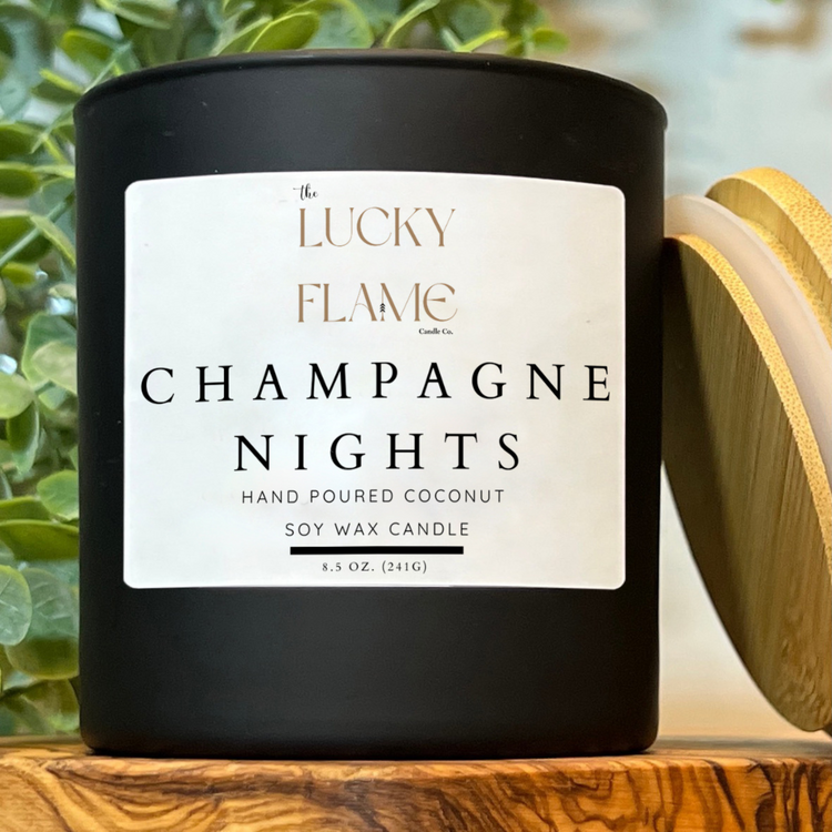 Champagne Nights Candle - Fall Scent Collection | Luxurious Cranberry, Citrus & Champagne Scent in 3 Sizes - The Lucky Flame