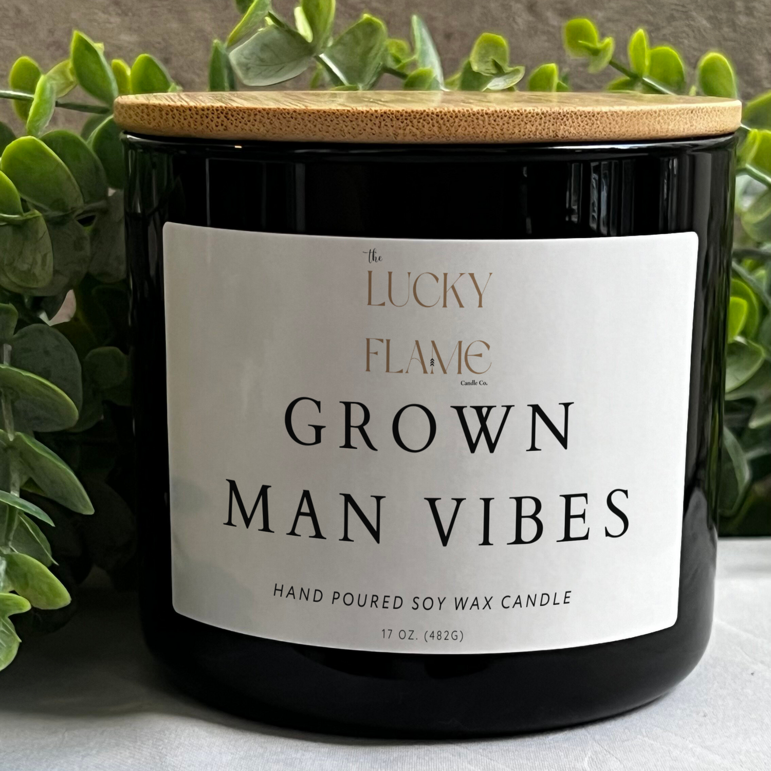 Grown Man Vibes Candle - Fall Scent Collection | Luxurious Jasmine, Bergamot, Vanilla & Cedar Wood Scent in 3 Sizes - The Lucky Flame