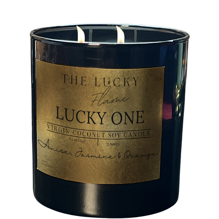 Lucky One Candle - Extra Lucky Down Syndrome Collection | Fresh Apricot & Soft Baby Powder Scent - The Lucky Flame