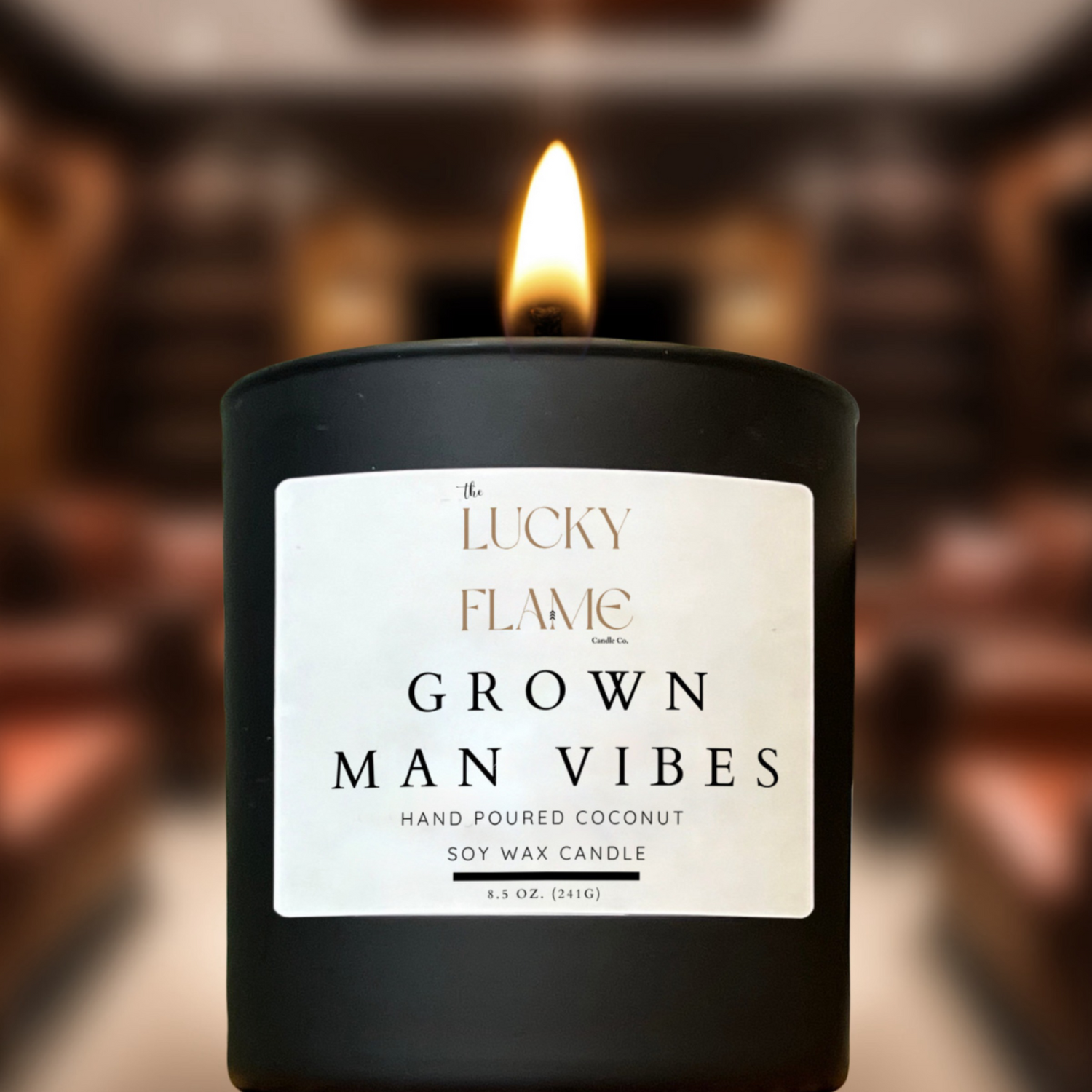 Grown Man Vibes Candle - Fall Scent Collection | Luxurious Jasmine, Bergamot, Vanilla & Cedar Wood Scent in 3 Sizes - The Lucky Flame