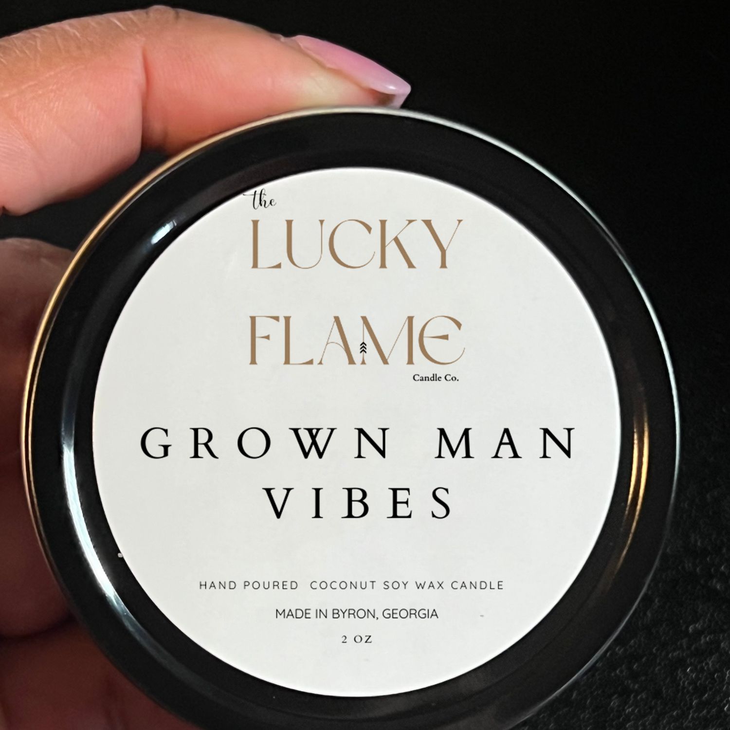 Grown Man Vibes Candle - Fall Scent Collection | Luxurious Jasmine, Bergamot, Vanilla & Cedar Wood Scent in 3 Sizes - The Lucky Flame