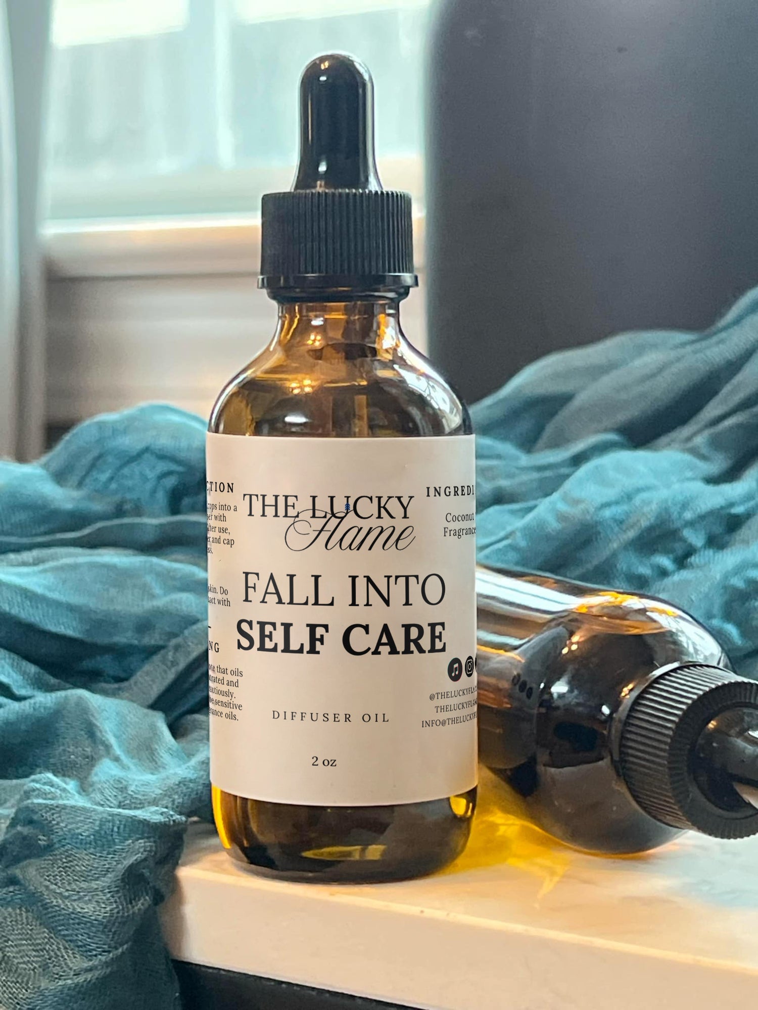 Luxurious self-care diffuser oil perfect for fall evenings and relaxing moments.