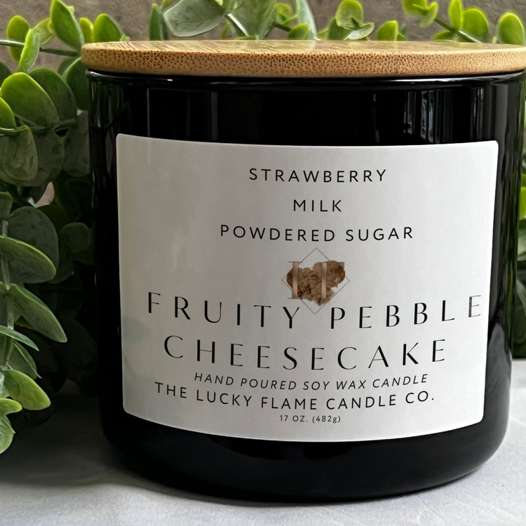 Fruity Pebbles Cheesecake Candle - Virgin Coconut Soy Wax | Nostalgic & Luxurious Scent in 3 Sizes - The Lucky Flame