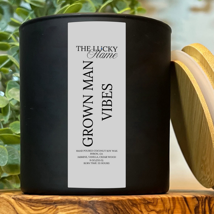 Grown Man Vibes Candle - Fall Scent Collection | Luxurious Jasmine, Bergamot, Vanilla & Cedar Wood Scent