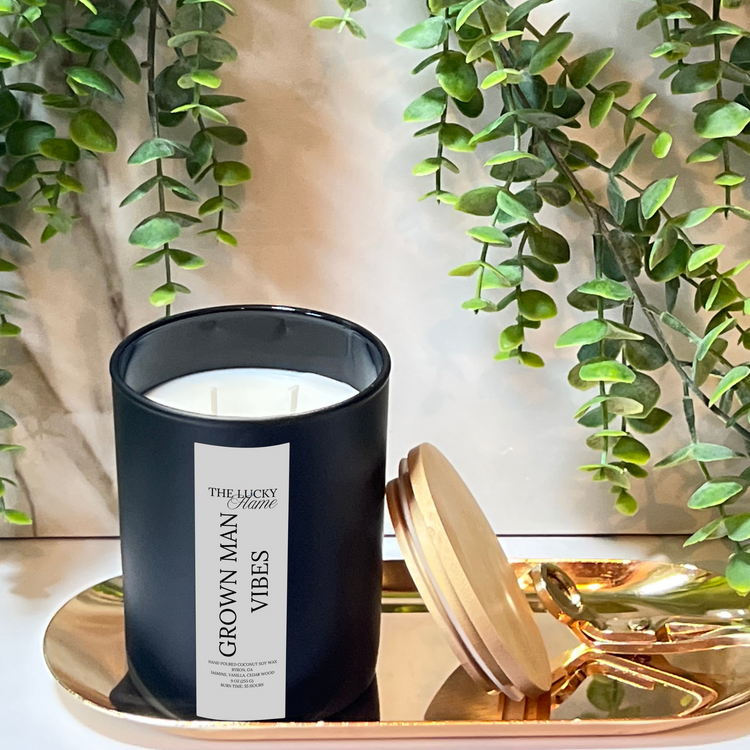 Grown Man Vibes Candle - Fall Scent Collection | Luxurious Jasmine, Bergamot, Vanilla & Cedar Wood Scent