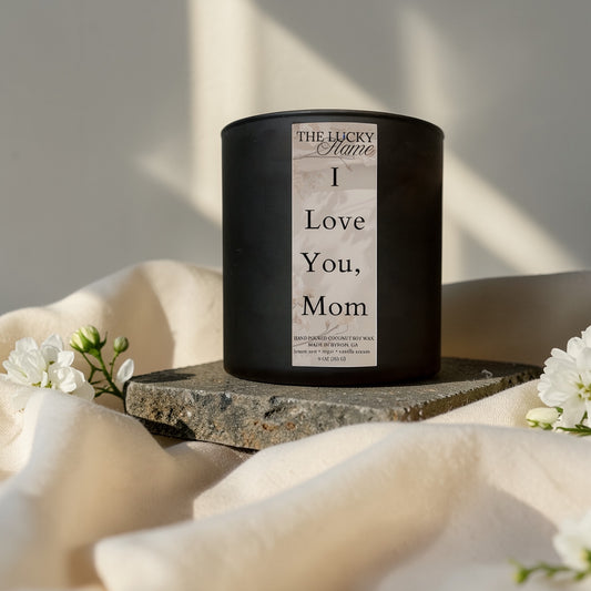 I Love You Mom coconut soy candle with lemon zest, sugar and vanilla cream scent – Mother’s Day candle gift by The Lucky Flame