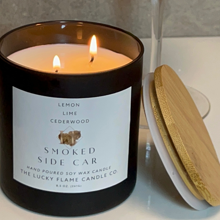 Smoked Side Car Candle - Virgin Coconut Soy Wax | Luxurious & Invigorating Scent in 3 Sizes - The Lucky Flame