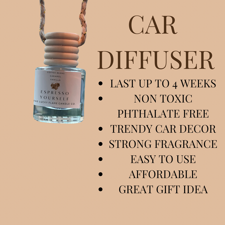 Espresso Yourself Car Diffuser 8ml - Coffee Beans, Sweet Caramel & Smooth Vanilla | The Lucky Flame - The Lucky Flame