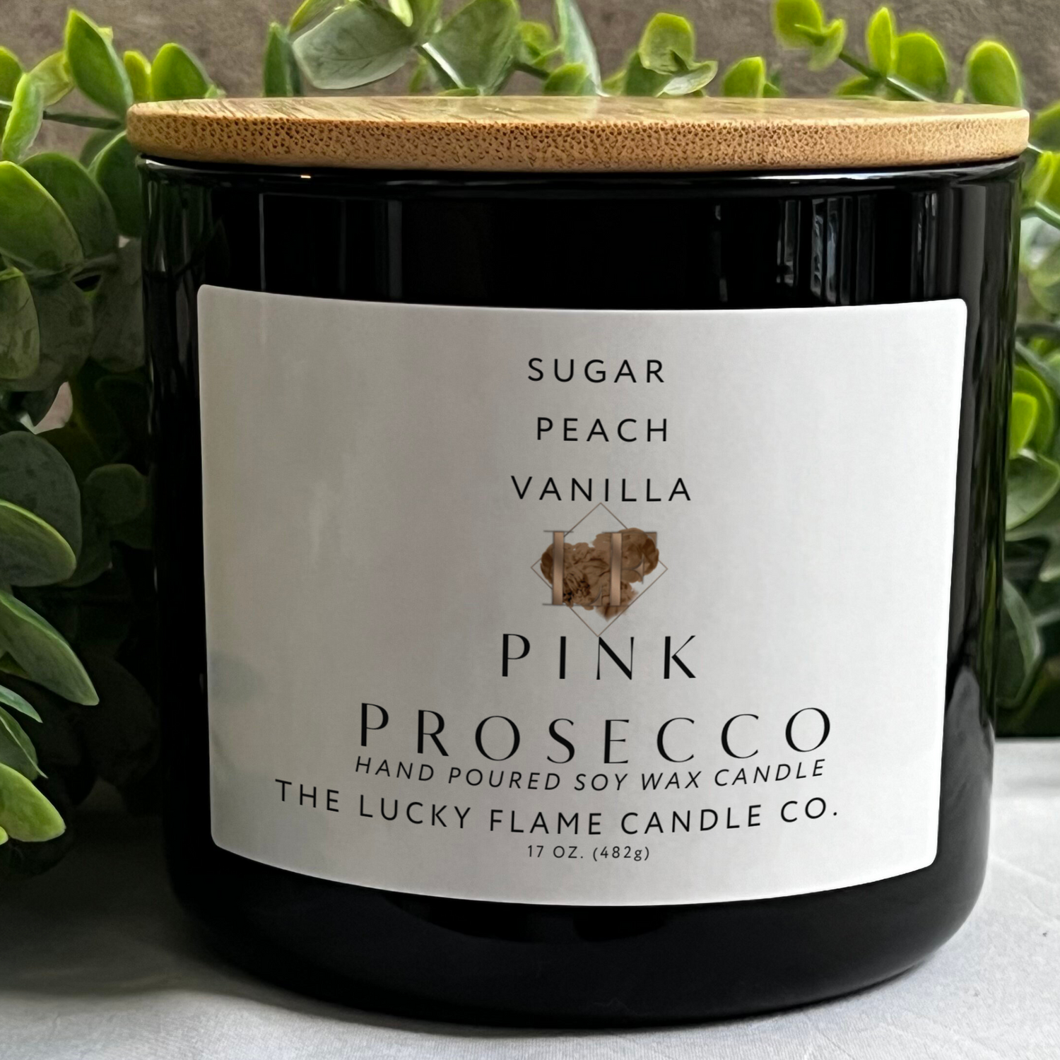 Pink Prosecco Candle - Virgin Coconut Soy Wax | Sweet & Luxurious Scent in 3 Sizes - The Lucky Flame