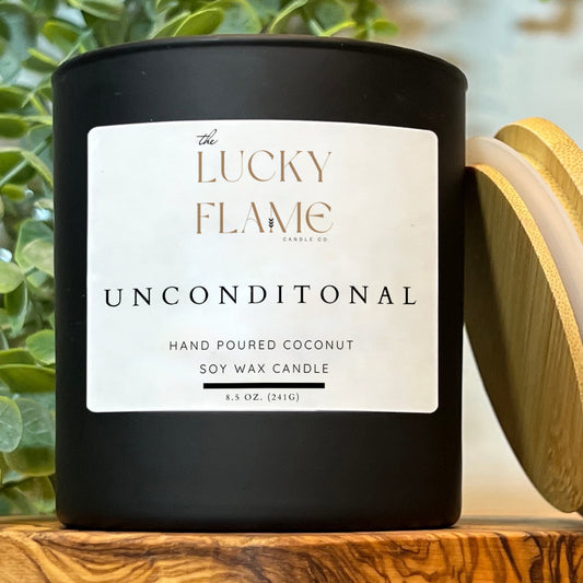 Unconditional Candle - Virgin Coconut Soy Wax | Luxurious & Soothing Scent in 3 Sizes - The Lucky Flame