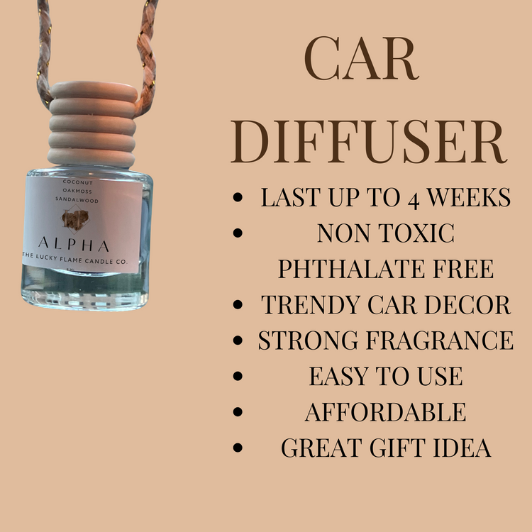 Alpha Car Diffuser - 8ml | Luxurious Oak Moss, Sandalwood & Coconut Scent - The Lucky Flame