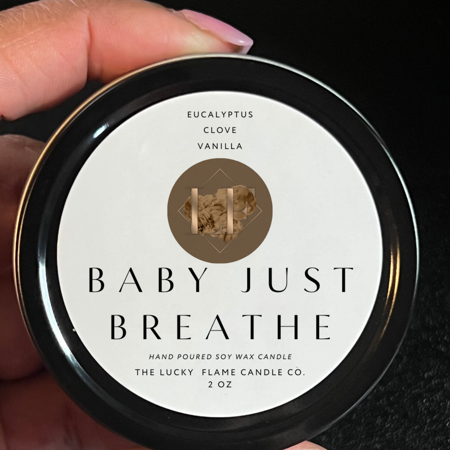 Baby Just Breathe Candle - Virgin Coconut Soy Wax | Refreshing & Soothing Scent in 3 Sizes - The Lucky Flame